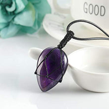 Load image into Gallery viewer, PESOENTH Amethyst Necklace Purple Quartz Crystal Dowsing Pendulum Divination Healing Necklace Cord,Natural Gemstone Teardrop Pointed Reiki Chakra Pendant
