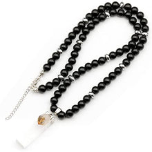 Load image into Gallery viewer, ElisaJewelryArt - Natural Raw Selenite With Citrine Crystal Beaded Necklace Genuine Black Onyx Gemstone Creativity Stone Clasp Closure Necklace Unisex Necklace (22, Citrine)

