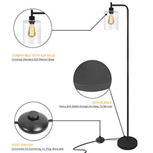 Load image into Gallery viewer, Black LED Floor Lamp, Acaxin Standing Lamp with Hanging Glass Lamp Shade, Industrial Light with Halogen Bulb for Living Room &amp; Bedroom
