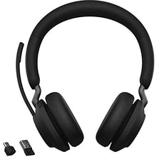 Load image into Gallery viewer, Jabra Evolve2 65 UC Wireless Headphones with Link380a, Stereo, Black – Wireless Bluetooth Headset for Calls and Music, 37 Hours of Battery Life, Passive Noise Cancelling Headphones
