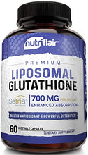Load image into Gallery viewer, NutriFlair Liposomal Glutathione Setria® 700mg - Pure Reduced, Stable, Active Form L Glutathione reductase (GSH), Enhanced Absorption - Non GMO Antioxidant, Detox, Cardiovascular, Brain, Immune Health
