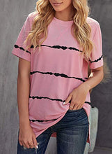 Load image into Gallery viewer, Ecrocoo Women's Plus Size Tops Soft Lightweight Short Sleeve Stripes Color Block Shirts Blouses Tunics,Pink S
