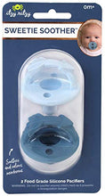 Load image into Gallery viewer, Itzy Ritzy Sweetie Soother Pacifier Set of 2- Silicone Newborn Pacifiers with Collapsible Handle &amp; Two Air Holes for Added Safety; Set of 2 in Light Blue &amp; Dark Blue, Ages Newborn &amp; Up
