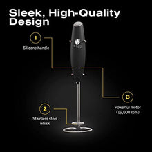 Load image into Gallery viewer, Bean Envy Milk Frother for Coffee - Handheld, Mini Electric Drink Mixer, Foamer &amp; Frother with Stand for Coffee, Lattes, Hot Chocolates and Shakes - Black
