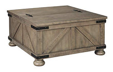 Load image into Gallery viewer, Signature Design by Ashley - Aldwin Farmhouse Storage Coffee Table, Brown Pine Wood
