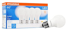 Load image into Gallery viewer, SYLVANIA LED A19 Light Bulb, 60W Equivalent, Efficient 8.5W, Frosted, 5000K, Daylight - 4 Pack (79284)

