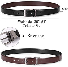 Load image into Gallery viewer, Men's Belt, Leather Reversible Belt for Men Black and Brown Dress Belt Rotate Buckle Gift Box (Black and coffee, Suit for waist size 30- 33 Inches)
