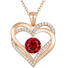 Load image into Gallery viewer, LOUISA SECRET Birthstone Necklace for Women, 925 Sterling Silver Pendant Necklace, 19inches Forever Love Heart Necklace, Rose Gold-Plated Necklace Jewelry Anniversary Birthday Gift for Women Wife Girl

