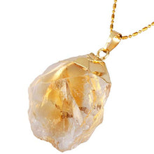 Load image into Gallery viewer, TUMBEELLUWA Natural Crystal Pendant Necklace Raw Stone Gemstone Gold Plated Healing Irregular Handmade Jewelry for Women,Citrine
