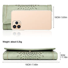 Load image into Gallery viewer, APHISON Womens Wallets RFID Blocking PU Leather Clutch Long Wallet for Women Card Holder Phone Organizer Ladies Travel Purse Hollow Out Sunflower Design Gift Box 2214GREEN
