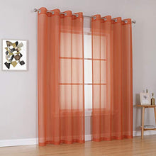 Load image into Gallery viewer, Patio Door Sheer Curtain Panels - Ceiling to Floor Extra Long Voile Drape Curtains Window Treatment for Sliding Glass Door (Burnt Orange,2 Pieces,W 54 x L 95 inches)
