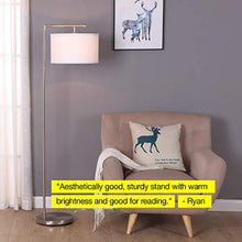 Load image into Gallery viewer, Brightech Montage Modern - Floor Lamp for Living Room Lighting - Bedroom &amp; Nursery Standing Accent Lamp - Mid Century, 5' Tall Pole Light Overhangs Reading - with LED Bulb - Satin Nickel
