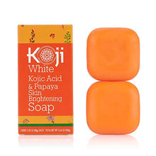 Load image into Gallery viewer, Koji White Kojic Acid &amp; Papaya Skin Brightening Soap (2.82 oz / 2 Bars) - with Hyaluronic Acid for Smooth Face &amp; Body, Dark Spot, Acne Scars, Uneven Skin Tone - Hypoallergenic &amp; Dermatologist Tested
