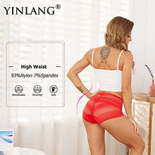 Load image into Gallery viewer, YINLANG Women's Lace Underwear High Waisted Sexy Boy Short Panties Hipster Briefs 4 Pack
