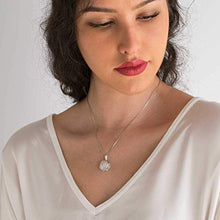 Load image into Gallery viewer, 925 Sterling Silver Natural Moonstone Necklace - 14mm White Iridescent Round Gemstone Pendant, June Gemini Birthstone Birthday Present - Unique Handmade Artisan Jewelry, Vintage Style Gift for Women

