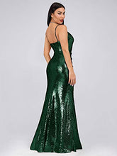 Load image into Gallery viewer, Women's Mermaid Long Bridesmaid Dress Sequins Wedding Party Prom Gown Dark Green US14
