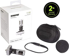 Load image into Gallery viewer, Shure MV88 Portable iOS Microphone for iPhone/iPad/iPod via Lightning Connector, Professional-Quality Sound, Digital Stereo Condenser Mic for Vloggers, Filmmakers, Music Makers and Journalists

