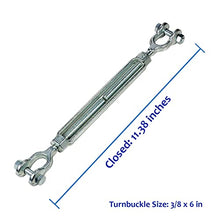 Load image into Gallery viewer, Hot Dipped Galvanized Steel Jaw and Jaw Turnbuckle, Turnbuckle Heavy Duty, 3500 lbs Working Load Limit, 3/8" Threaded Diameter x 12in - Durable, Weather Resistant Turnbuckles
