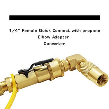 Load image into Gallery viewer, MCAMPAS 12FT 1/4" Quick Connect Fittings Propane Hose with Elbow Adapter Converter for 17" and 22" Blackstone Tabletop Camper Grill Hook Up RV Motorhomes
