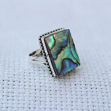 Load image into Gallery viewer, 925 Sterling Silver Ring For Men &amp; Women, Natural Abalone Shell Ring Gemstone Unique Handcrafted Ring
