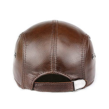 Load image into Gallery viewer, icehao Men's Adjustable Newsboy Hat Beret Hat Driving Hunting Fishing Hat Genuine Leather Ivy Cap Fashion Beret Hat Flat Cap. (Brown)
