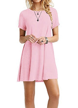 Load image into Gallery viewer, TINYHI Women's Swing Loose Short Sleeve Tshirt Fit Comfy Casual Flowy Tunic Cotton Dress Pink,Small
