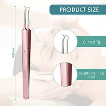 Load image into Gallery viewer, 3 Pieces Blackhead Tweezers Acne Blemish Stainless Steel Blemish Extractor Tool for Remove Blackhead Acne Whitehead Pimple Bend Curved Tweezer Skin Blackhead Remover Tools (Champagne Purple)
