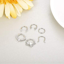 Load image into Gallery viewer, Finrezio 12Pcs 316L Stainless Steel Septum Piercing Nose Rings Hoop Cartilage Tragus Retainer Body Piercing Jewelry 8MM 16G Rose-Gold Tone &amp; Silver Tone
