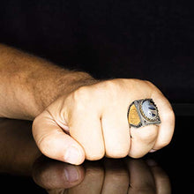 Load image into Gallery viewer, 925 Sterling Silver Men Ring, Yemeni Agate Natural Gemstone, (similar to stone will be sent) Free Express Shipping
