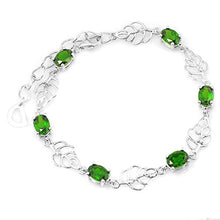 Load image into Gallery viewer, De Buman Sterling Silver Chrome Diopside &amp; White Topaz Bracelet, 8.3''
