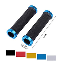Load image into Gallery viewer, Kework Bike Grips, Double Locking Bike Bicycle Mountain Bike Handlebar Grips, Include 2 Handlebar Caps, Aluminum Alloy Lock Ring (Red)
