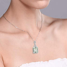 Load image into Gallery viewer, Gem Stone King 925 Sterling Silver Green Prasiolite Pendant Necklace For Women (7.20 Ct Emerald Checkerboard 14X10MM with 18 Inch Silver Chain)
