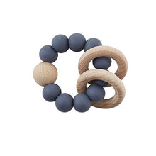Load image into Gallery viewer, Babe Basics, Teething Rattle for Babies, Natural Wood &amp; BPA-Free Silicone Teether - Grey Clouds
