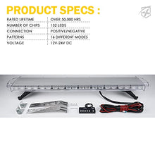 Load image into Gallery viewer, Xprite 48 Inch LED Rooftop Emergency Strobe Warning Lights Bar w/Adjustable Mounting Brackets, for Vehicles, Security, Law Enforcement, Snowplow, Tow Trucks, Crane, Construction Cars - White Amber

