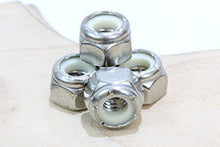 Load image into Gallery viewer, Lock Nut 1/4"-20 Inch (100 Pieces) Stainless Steel Finish Hex, by Bolt Dropper, 304 18-8 Stainless with Nylon Insert.
