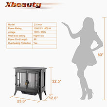 Load image into Gallery viewer, Xbeauty Electric Fireplace Stove, Freestanding Fireplace Heater with Realistic Flame, Indoor Electric Stove Heater, Portable, Infrared, Thermostat, Overheating Safety System, 1000W/1500W(23 Inch)
