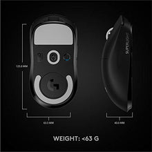 Load image into Gallery viewer, Logitech G PRO X SUPERLIGHT Wireless Gaming Mouse, Ultra-Lightweight, HERO 25K Sensor, 25,600 DPI, 5 Programmable Buttons, Long Battery Life, Compatible with PC / Mac - Black
