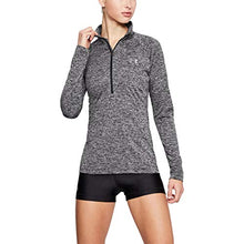 Load image into Gallery viewer, Under Armour Women's Tech Twist ½ Zip Long-Sleeve Pullover , Black (001)/Metallic Silver , Small
