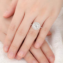 Load image into Gallery viewer, Frayerr Vintage Design Anniversary Ring - Excellent Round Cut 2.00 Carat Moissanite Women Ring - Double Halo 925 Silver Handcrafted Ring
