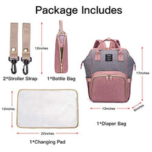 Load image into Gallery viewer, Qimiaobaby Diaper Bag Backpack, Baby Nappy Storage Travel Bag，With Bottle Bag,Stroller Belt And Diaper Changing Pad (Pink Gray)
