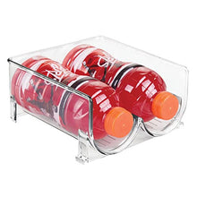Load image into Gallery viewer, mDesign Plastic Free-Standing Wine Rack Storage Organizer for Kitchen Countertops, Table Top, Pantry, Fridge - Holds Wine, Beer, Pop/Soda, Water Bottles - Stackable, 2 Bottles - Clear

