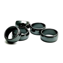 Load image into Gallery viewer, Morchic 5Pcs Hematite Stone Plain Band Rings for Women Men Unisex, Anxiety Balance Root Chakra 10mm Thick (Pack of Mixed Size)
