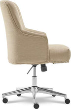 Load image into Gallery viewer, Serta Leighton Home Office Memory Foam, Height-Adjustable Desk Accent Chair with Chrome-Finished Stainless-Steel Base, Twill Fabric, Stoneware Beige
