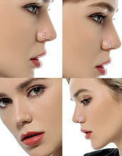 Load image into Gallery viewer, Tornito 10Pcs Nose Ring Hoop Paved Flower Leaf Feather CZ Cartilage Earrings Nose Piercing Jewelry for Women Men Silver Tone 20G
