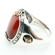 Load image into Gallery viewer, KAR 925K Stamped Sterling Silver Agate (Aqeeq) Men's Ring K41B (9.75)
