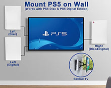 Load image into Gallery viewer, Wall Mount for PS5 Playstation 5 Disc Edition and Digital Edition (Mounts The Console on Wall Near or Behind TV with Invisible Design), Including 2 Accessory Holders for Controller &amp; Headset (Black)
