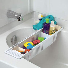 Load image into Gallery viewer, HomDSim Plastic Bath Tray, Bathtub Holder Non-Slip Telescopic Bathtub Caddy Adjustable Multifunction Storage Tub Shelf Bathtub Stand for Bathroom-White 86x14x10cm(34x5.5x4inch)
