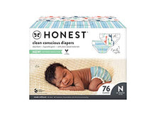 Load image into Gallery viewer, HONEST Company, Club Box Clean Conscious Diapers, Teal Tribal + Multi-Color Giraffes, Size Newborn, 76 Count (Packaging + Print May Vary), 0

