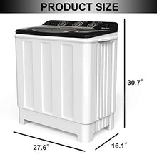 Load image into Gallery viewer, Compact Twin Tub Portable Mini Washing Machine 24lbs Capacity, Washer(16.5lbs)&amp;Spiner(7.5lbs)/Built-in Drain Pump/Semi-Automatic (White&amp;Black)

