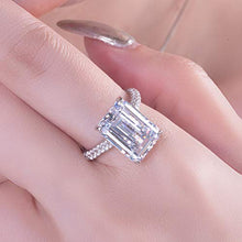 Load image into Gallery viewer, AINUOSHI 6 Carats Emerald Cut Cubic Zirconia CZ Rhodium Plated/Rose Gold Sterling Silver Simulated Diamond Wedding Engagement Ring
